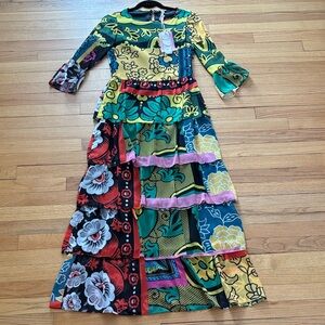 NWT pop art floral tiered dress